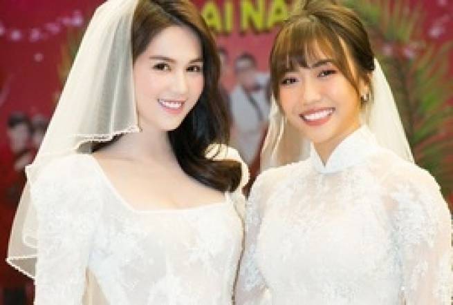 Ngọc Trinh v&agrave; Diệu Nhi duy&ecirc;n d&aacute;ng với đầm c&ocirc; d&acirc;u