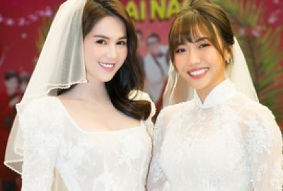 Ngọc Trinh và Diệu Nhi duyên dáng với đầm cô dâu