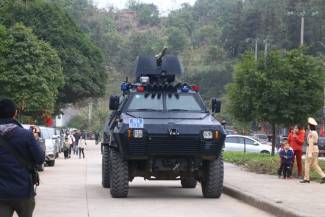 Xe bọc th&eacute;p biển 80 triển khai tại ga Đồng Đăng trước thềm Thượng đỉnh Mỹ-Triều