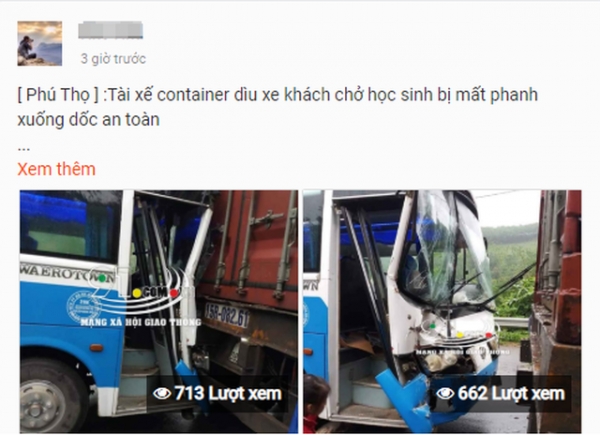 Thực hư chuyện xe container "d&igrave;u" xe chở học sinh bị mất phanh