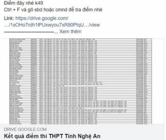Sở GD-ĐT Nghệ An: R&ograve; rỉ điểm thi THPT quốc gia do sơ suất