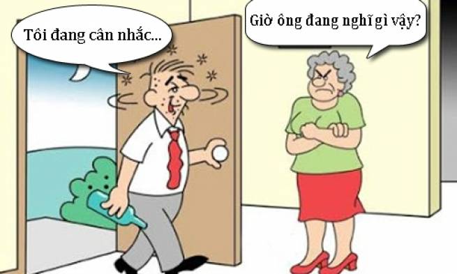 Trưa cười: Thật kh&oacute; để chọn giữa vợ v&agrave; rượu