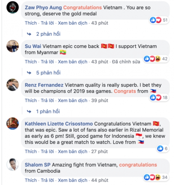 CĐV Đ&ocirc;ng Nam &Aacute;: "Indo kh&ocirc;ng c&ugrave;ng đẳng cấp, Việt Nam chắc chắn v&ocirc; địch'