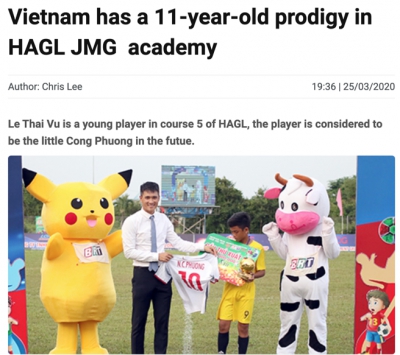 Việt Nam xuất hiện 'thần đồng 11 tuổi' ở l&ograve; HAGL JMG