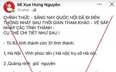Bị phạt vì đăng tin “sáp nhập còn 31 tỉnh thành”