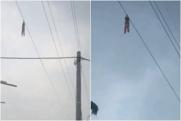 Indonesia: Bé gái treo trên dây cáp điện cao 15 m